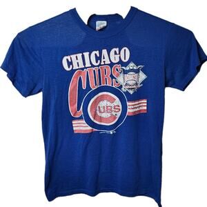 Chicago Cubs 1990 Vintage T Shirt NWT Garan Brand Size Medium Blue Made In USA